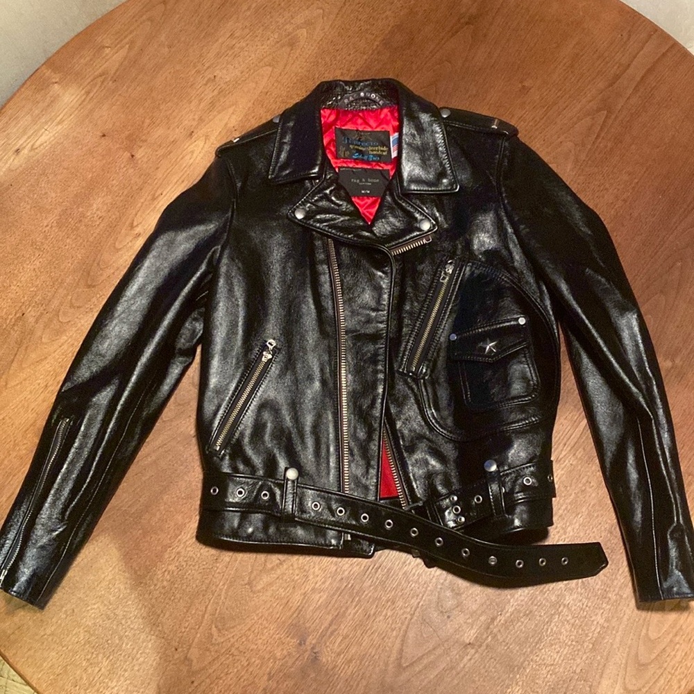 Rag & Bone Black Schott Bros Leather Jacket Size Medium